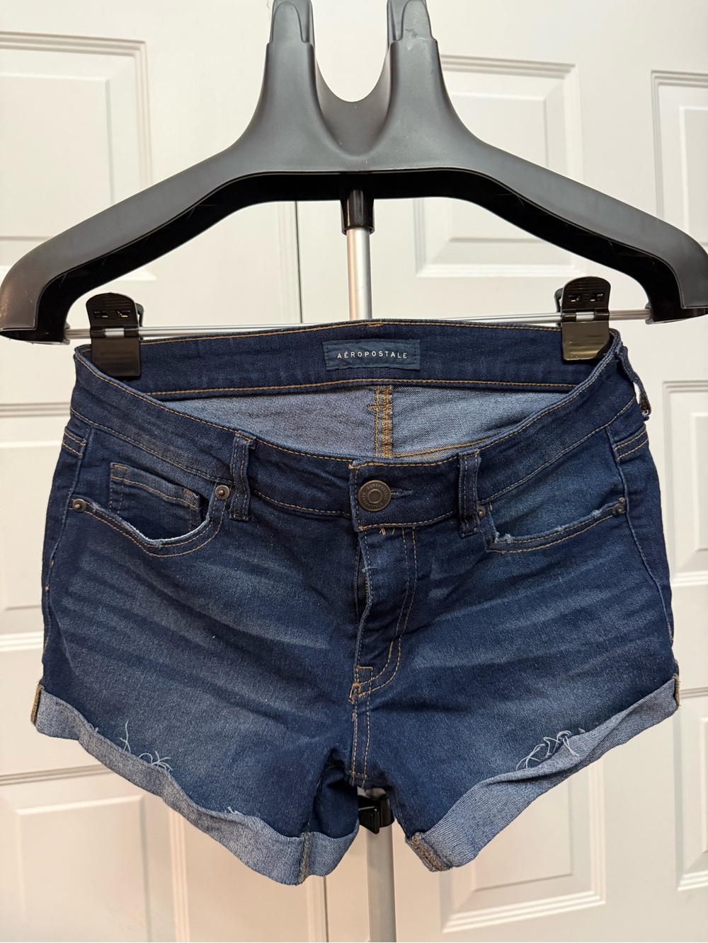 Aeropostale Dark Indigo Rolled Hem Denim Shorts